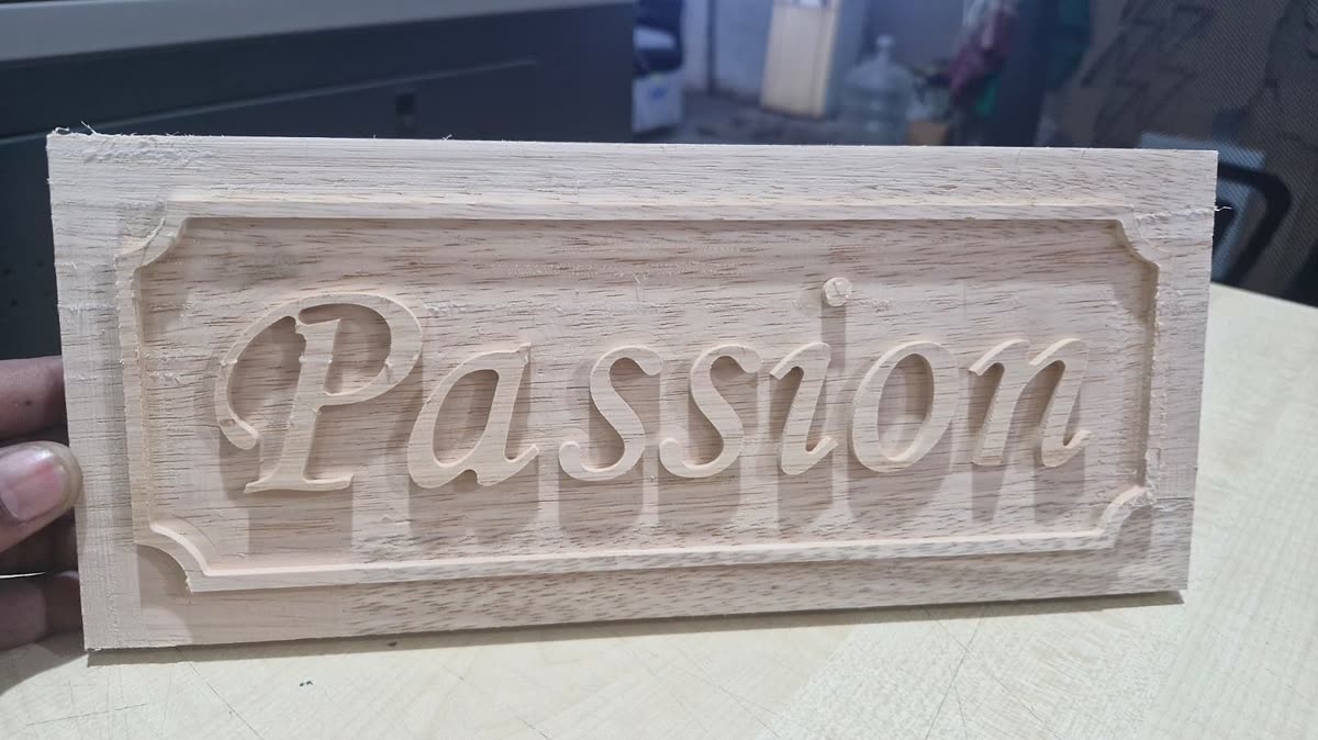 Laser cut and CNC engraved wooden house name plate with script lettering